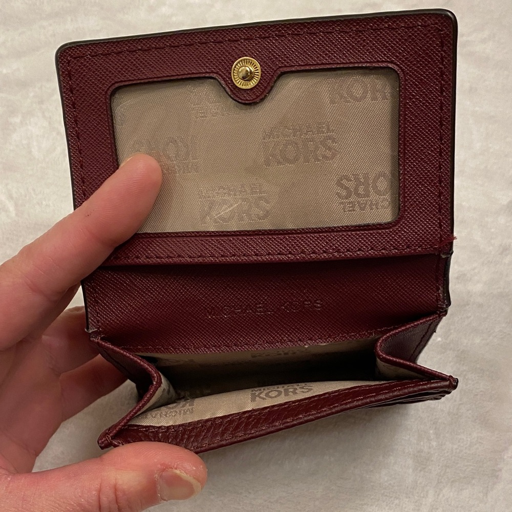 Michael Kors Dark Red Leather Wallet with Gold Logo - Picture 5 of 5